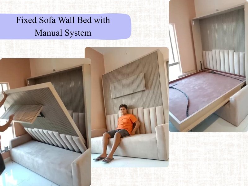 Fixed sofa wall bed with manual system