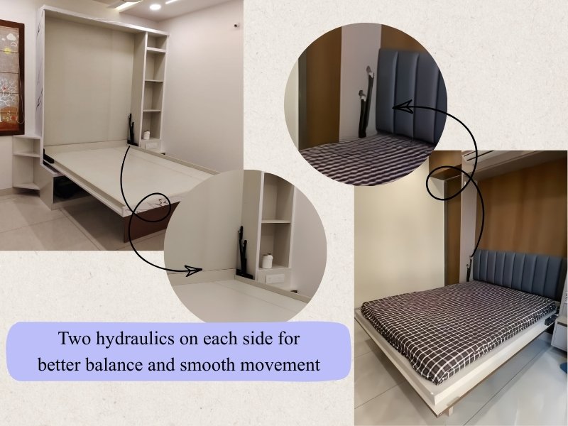 Showing a four-hydraulic wall bed